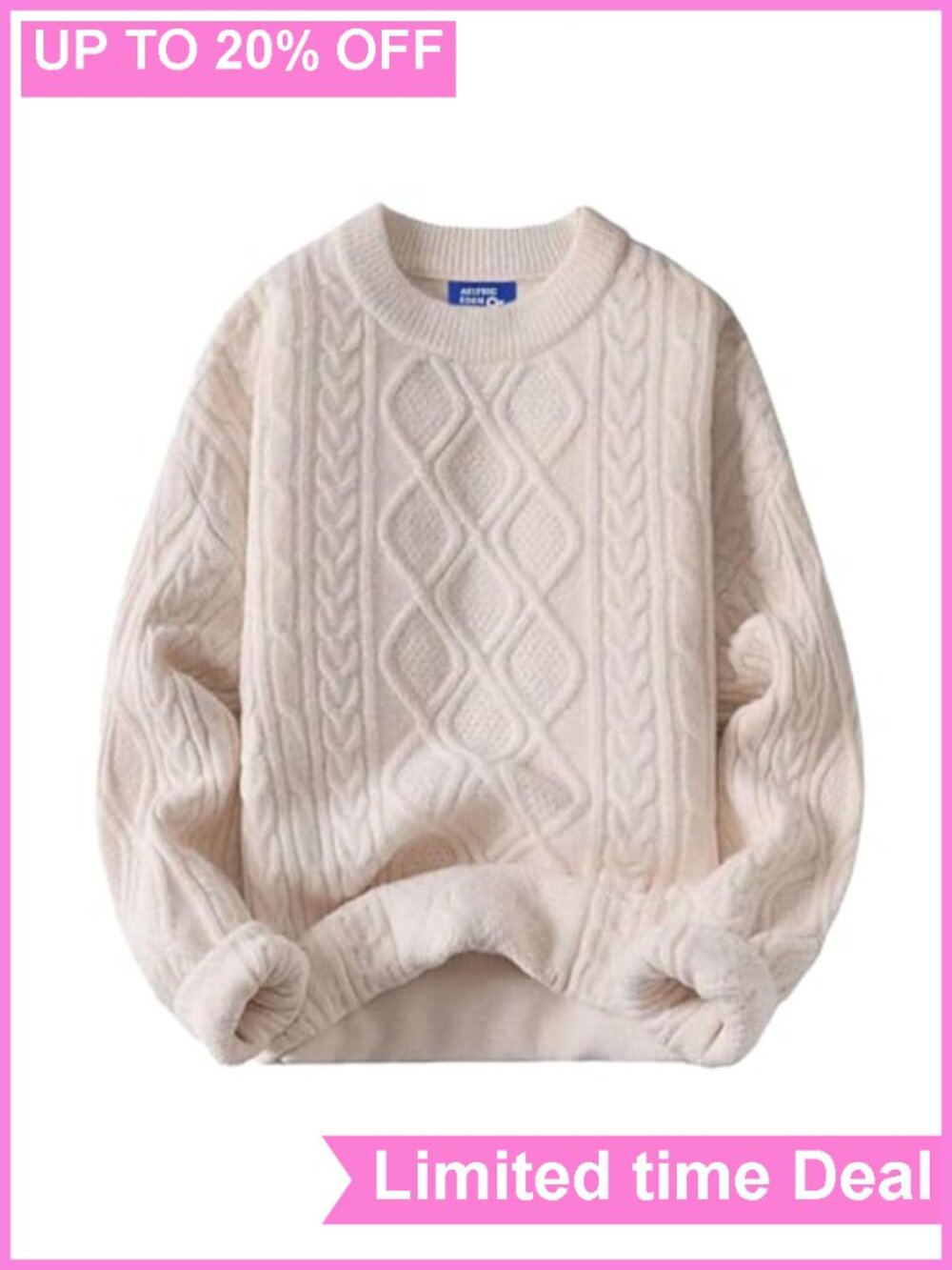 Oversized Cable Knit Sweater Vintage 90s Crewneck Pullover Long Sleeve Womens